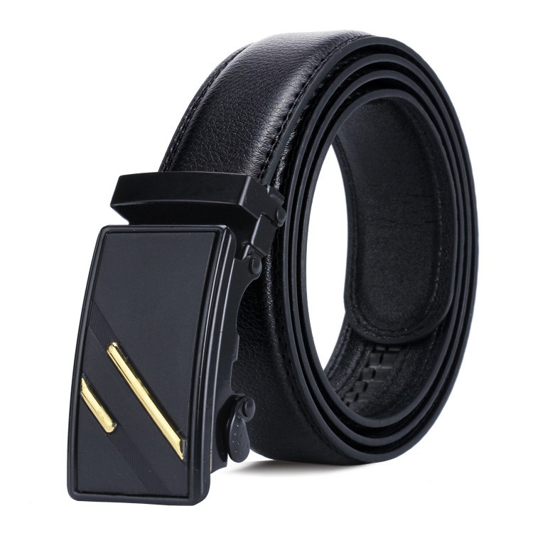 Ikat Pinggang Impor BLACK GOLD Pria Korea Fashion Belt Ban Gasper Gesper Sabuk Cowo Kulit Men Belt