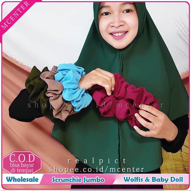 Scrunchie Bisa Pilih 20 Warna / ikat rambut / kuncir rambut jumbo / penambah volume hijab