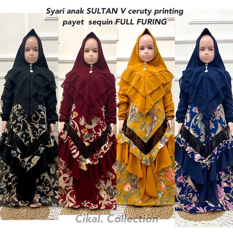 SET GAMIS ANAK V SULTAN CERUTY PRINTING PAYET