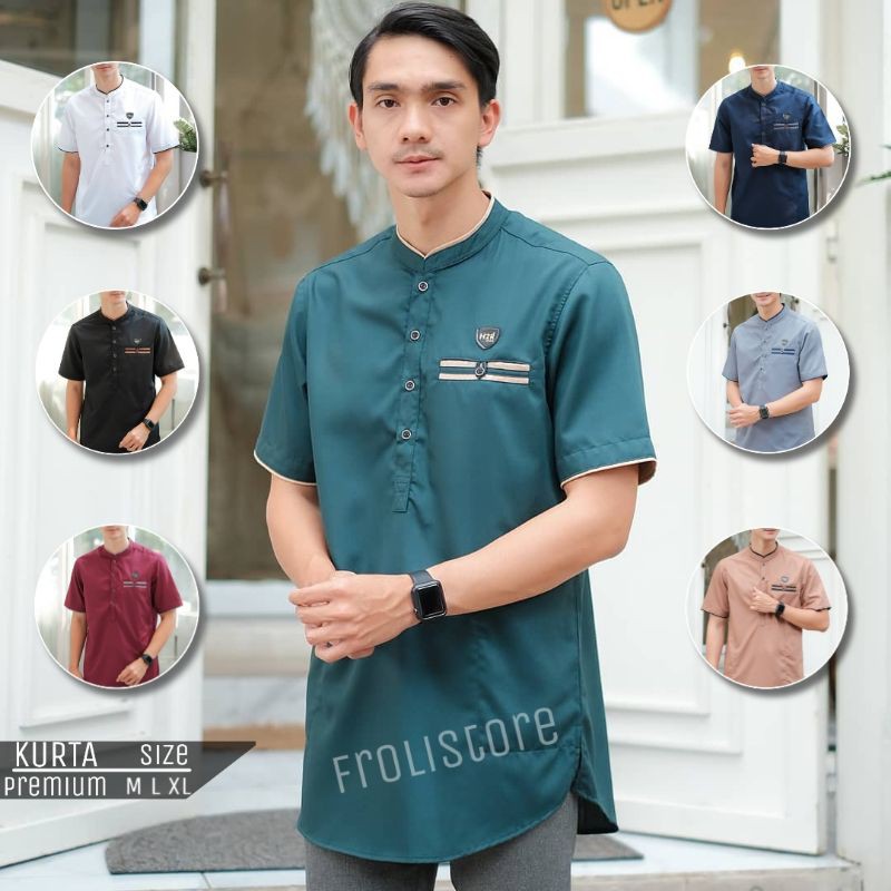 Baju koko/Baju koko muslim pria/koko kurta Pakistan kantong kiri atas bahan toyobo halus dan tebal