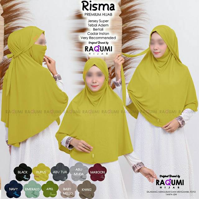 Risma Premium hijab original Raqumi bertali cadar instan