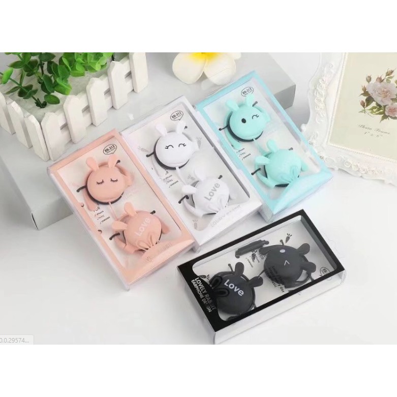 [KN-313] Headset Earphone Karakter Bentuk KEPALA KELINCI Ekspresi / Earphone Lucu Empuk RABBIT HEAD / Earphone On Ear Rabbit Lucu