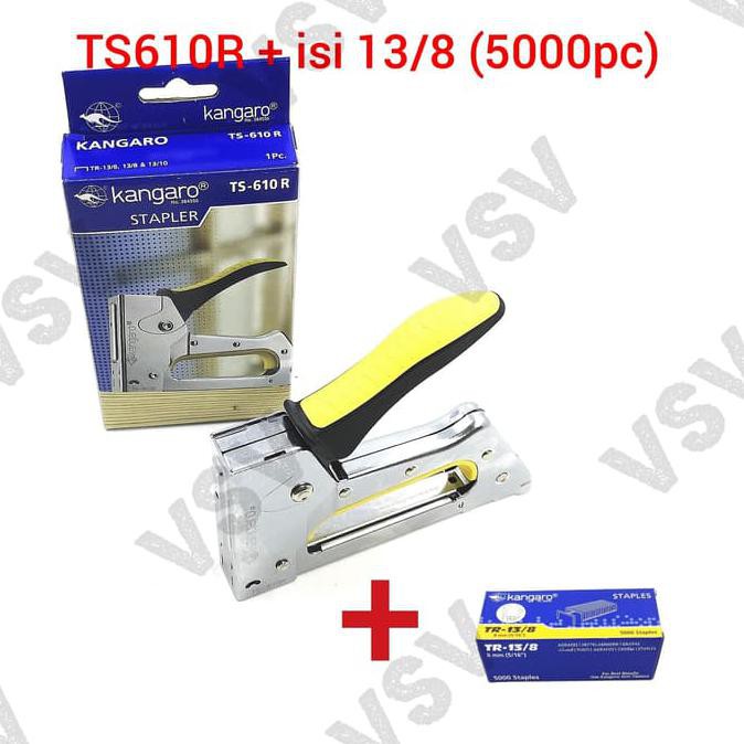 

KANGARO STAPLER TS-610R + ISI STAPLES 13/8 GUN TACKER STAPLES JOK