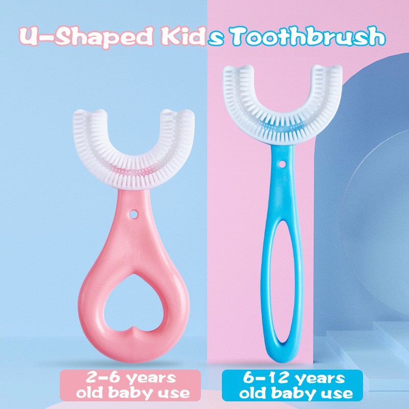 Sikat Gigi Silikon Bayi Anak Berbentuk U 360° Anak Cocok Untuk Anak Usia 2-12 sikat gigi anak sikat -PD