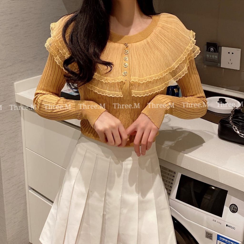 3798 BLOUSE 3M THREE M TM LENGAN PJG ADRIANA KNIT TOP IMPORTIR MURAH Fashion Impor GROSIR TERJANGKAU