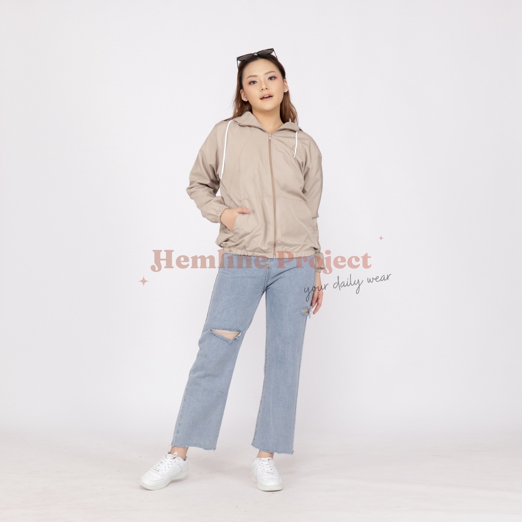 Aima Jaket Khaki - Jaket Parasut Hoodie Wanita