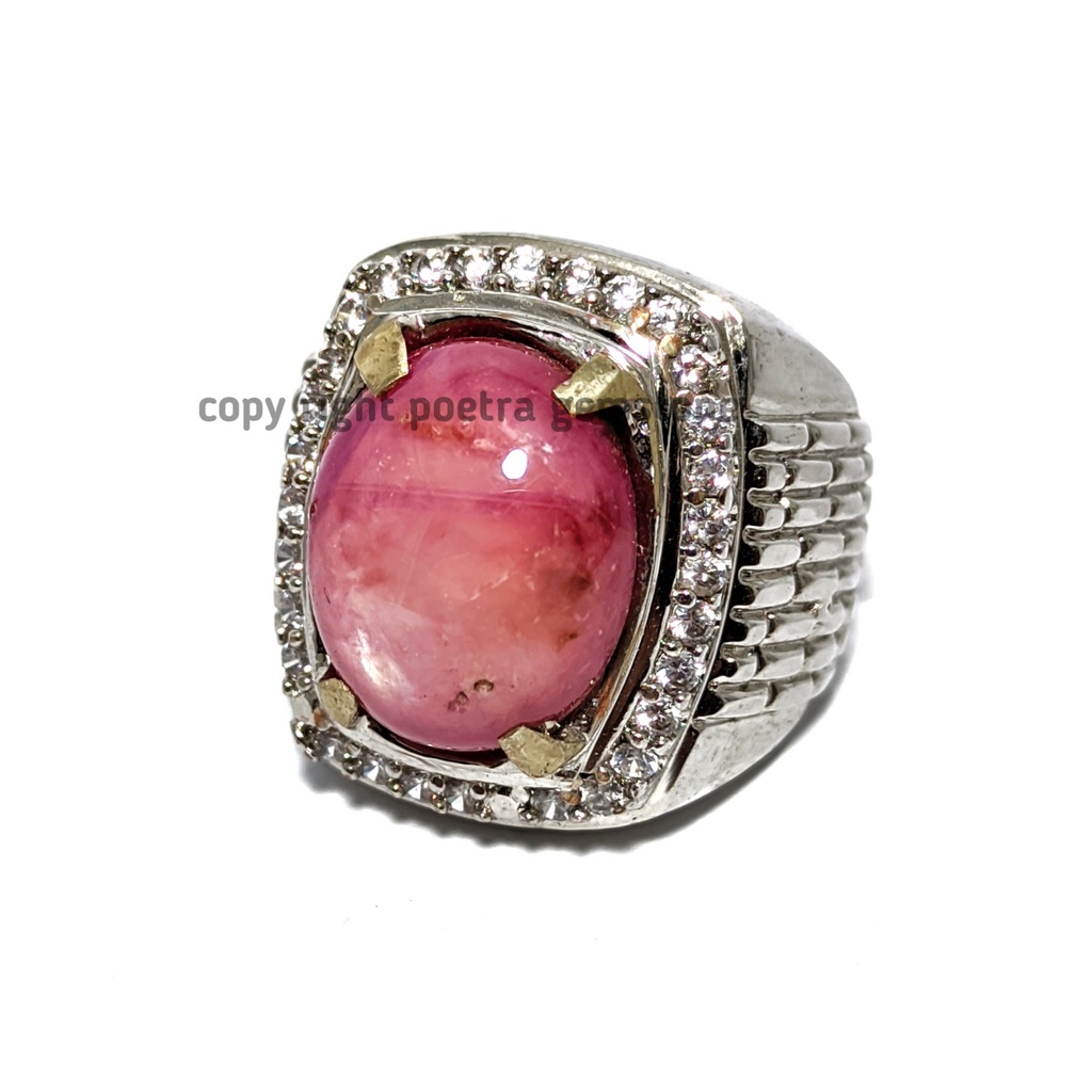 Natural Batu Akik Permata Ruby Star Pink Corundum Ring Alphaka RSPC01