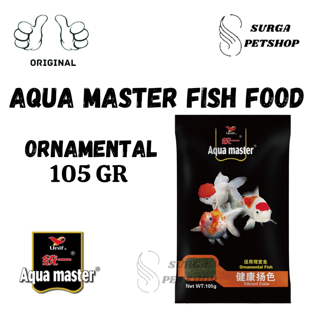 AQUA MASTER FISH FOOD GOLDFISH ORNAMENTAL 105GR Makanan Ikan Hias Unipresident Made In Taiwan Pelet 