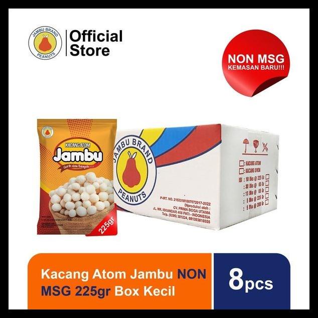 

DISKON TERBATAS !!! KACANG ATOM JAMBU NON MSG 225 GR BOX KECIL TERLARIS