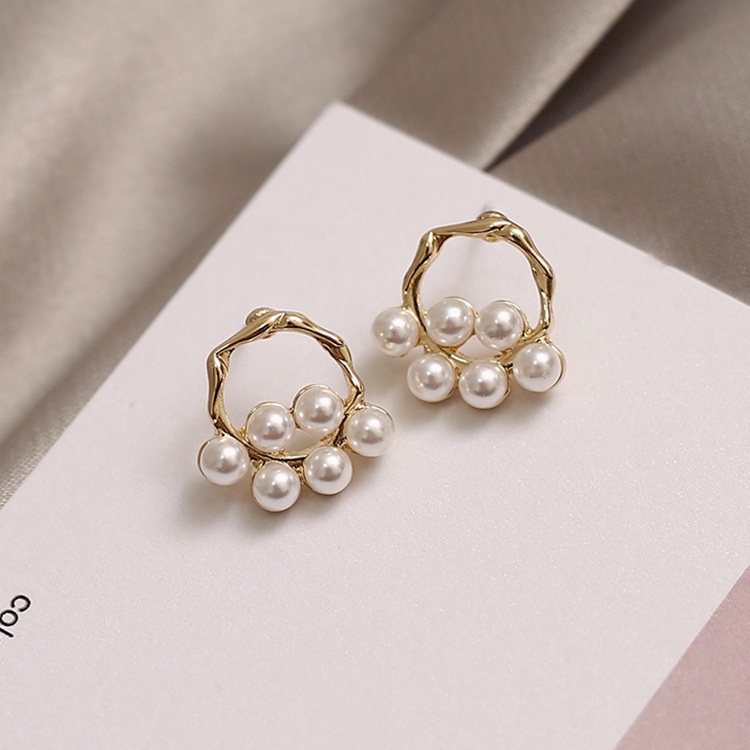 Gaya Korea lembut-mencari Mutiara twisted cincin anting-anting niche desain sterling silver jarum an