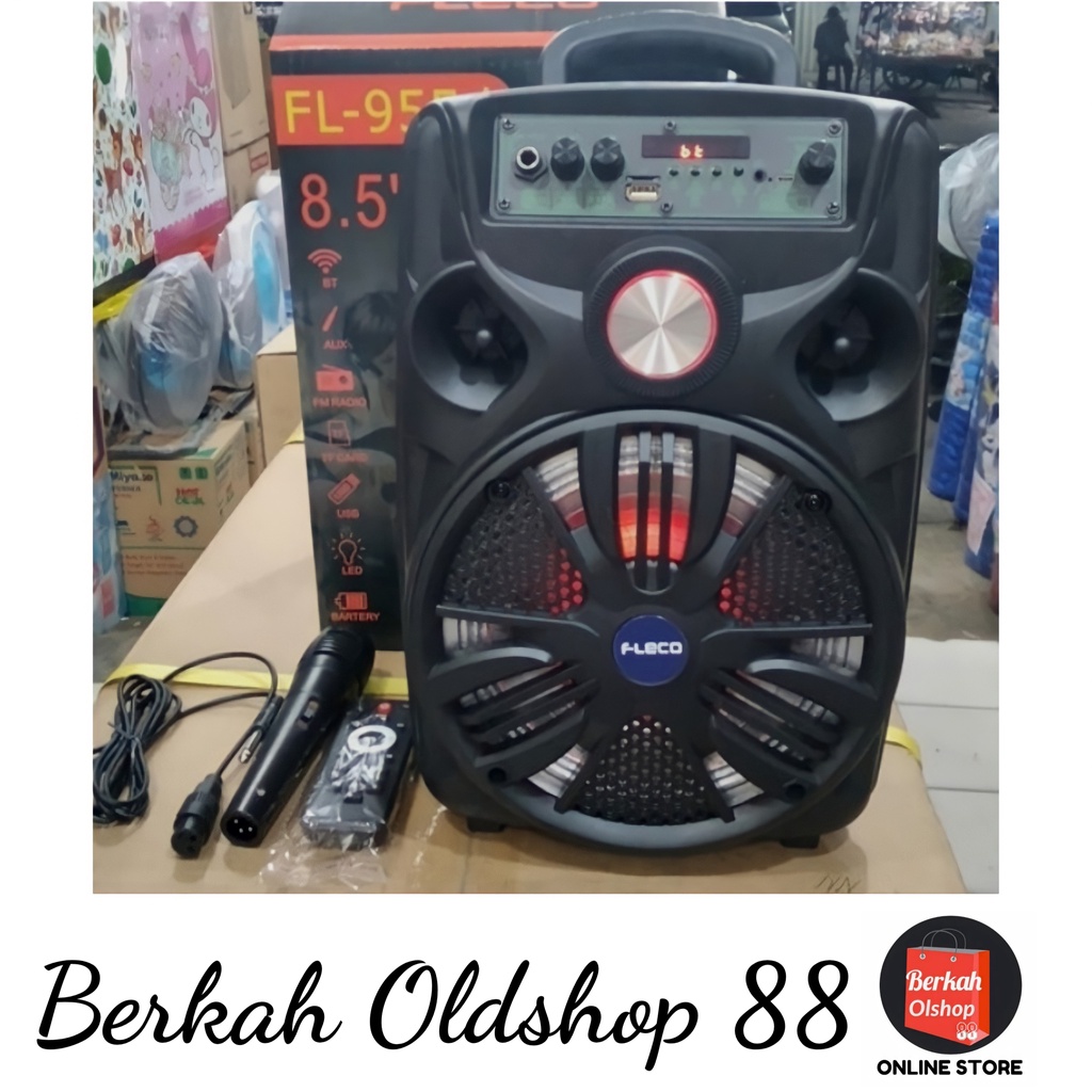 BERKAH OLDSHOP 88 - SPEAKER BLUETOOTH FLECO 8'5 INCH FL-955C/D FREE MIC KARAOKE + REMOTE