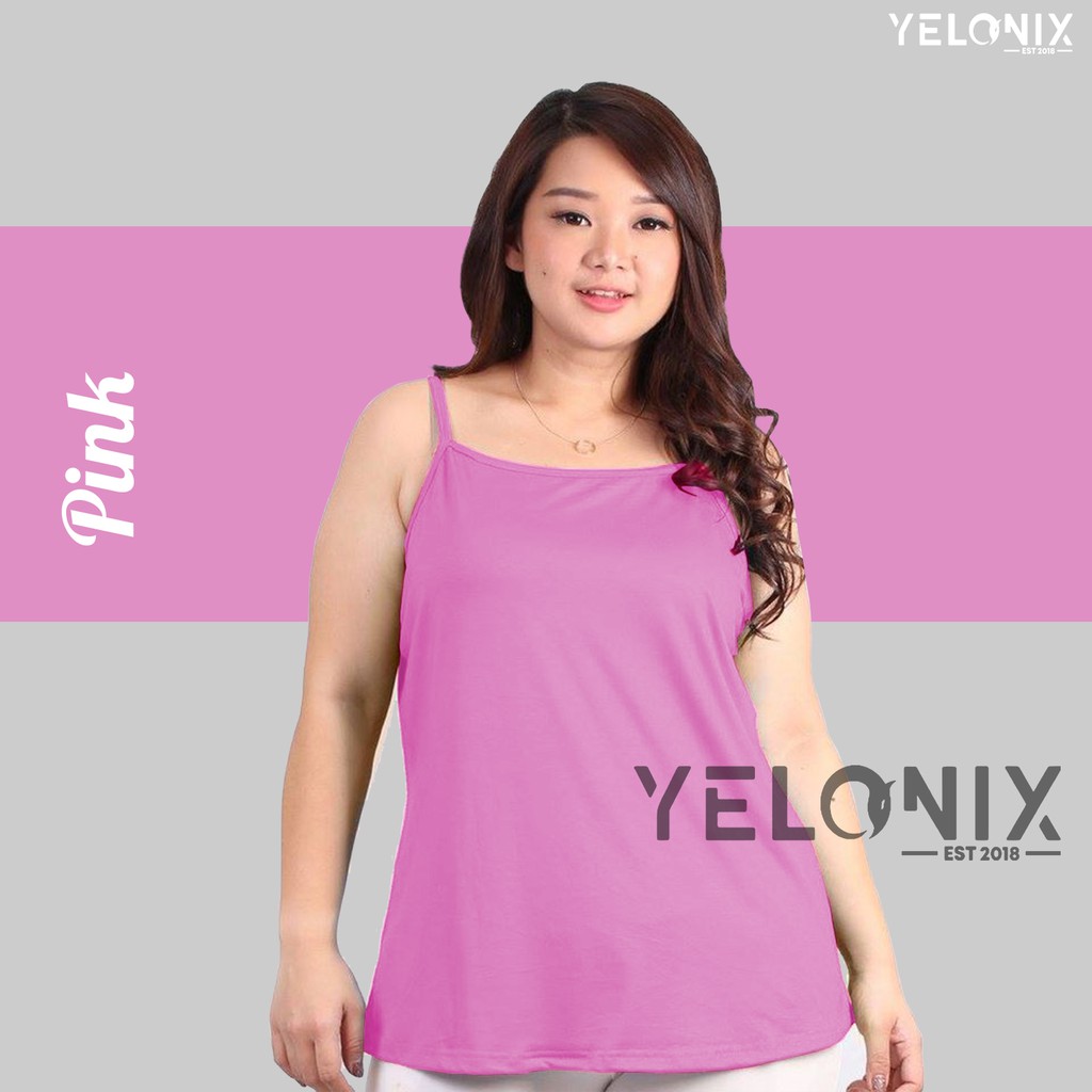 TANKTOP JUMBO POLOS  ( SOFT SPANDEK ) Ukuran Besar / Tank Top Wanita Tali Kecil Big Size - YELONIX