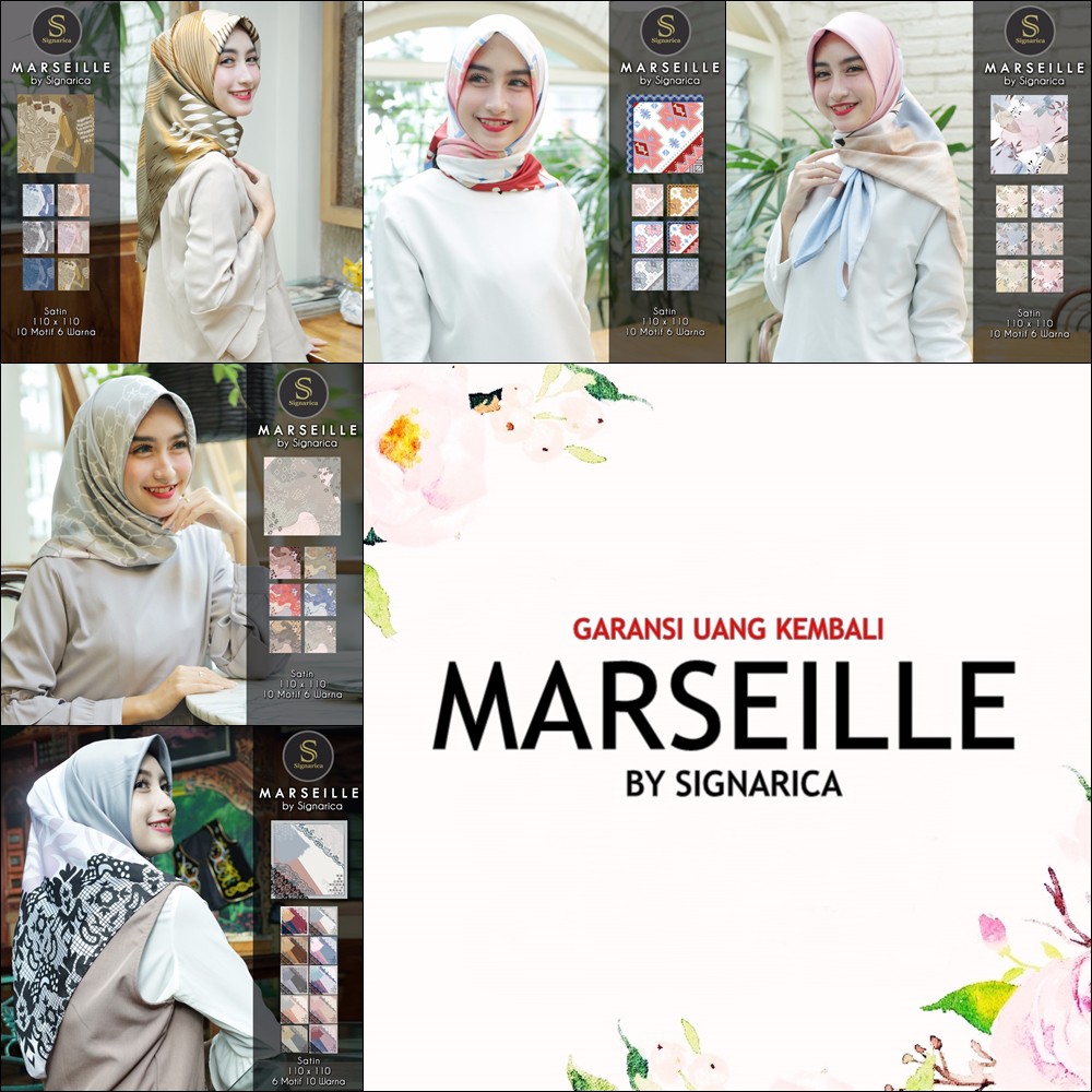 Jilbab Satin Marseille by Signarica jilbab segiempat segiempat satin motif hijab satin