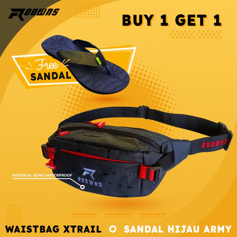 Tas Selempang Pria Waterproof Waist Bag FOSGATE Anti Air Free Sendal Gunung Jepit Xtrail