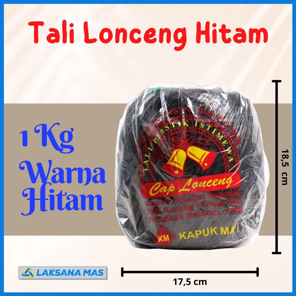 

Tali Rafia Lonceng Hitam 1 Kg | Tali Plastik Hitam Tajam, Mengkilap, ±500M | Kuat & Premium