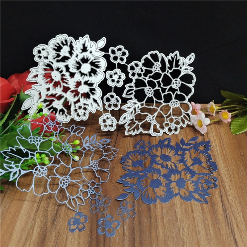 Cetakan Stensil Cutting Dies Motif Daun Bunga Bahan Metal Untuk Scrapbook / Craft DIY / Embossing