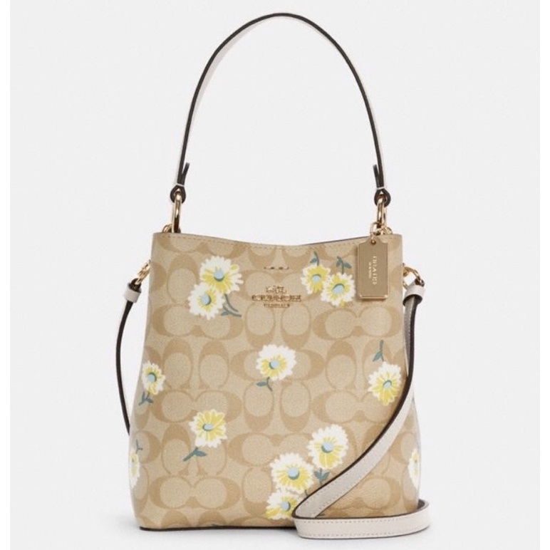 COACH BUCKET BAG SMALL TOWN IN SIGNATURE CANVAS FLOWER C3411