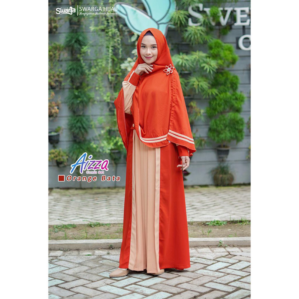 Parling Laris Gamis Aizza Orange Bata By Swarga Hijab Murah Low Price