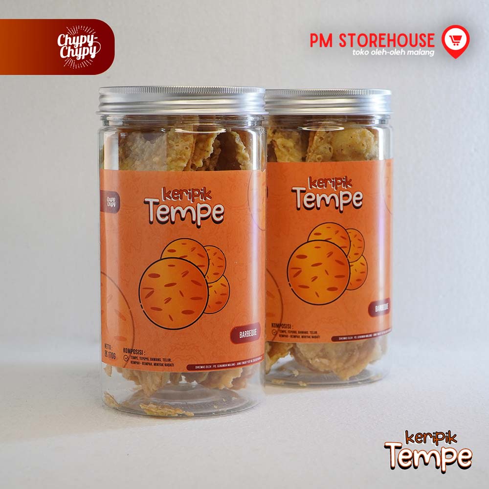 Keripik Tempe Barbeque Super Renyah Chypy Asli Malang - Kemasan Toples