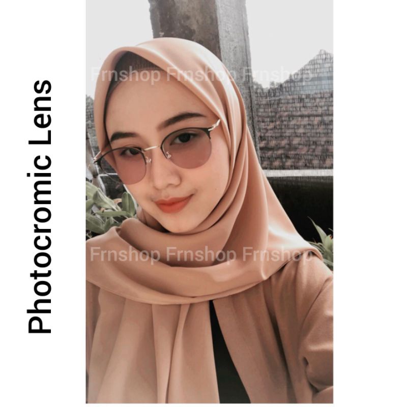 Paket Kacamata Bulat Frame Half Rimmed + Lensa Antiradiasi Minus Pria Wanita Keren Murah