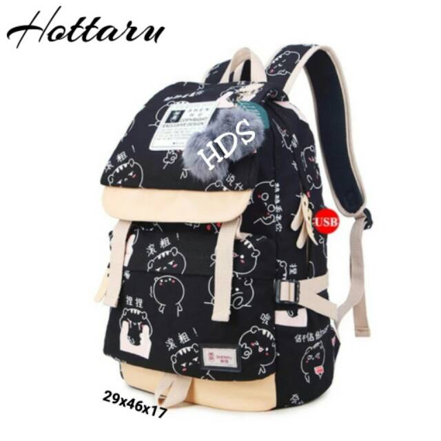 RANSEL SEKOLAH TAS RANSEL BACKPACK KARTUN HOTTARU (TANPA POMPOM)