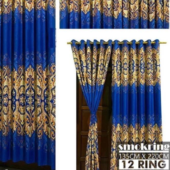♚ HORDENG SMORKING LUBANG 12 UK 135x220CM GORDEN PINTU JENDELA RING GORDENG BULAT LINGKARAN SMOKRING