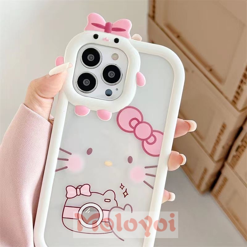 Soft Case Motif Kartun Hello Kitty 3D Untuk iPhone 7 8 14 Plus 13 11 12 14 Pro MAX 6 6S Plus XR X XS MAX SE