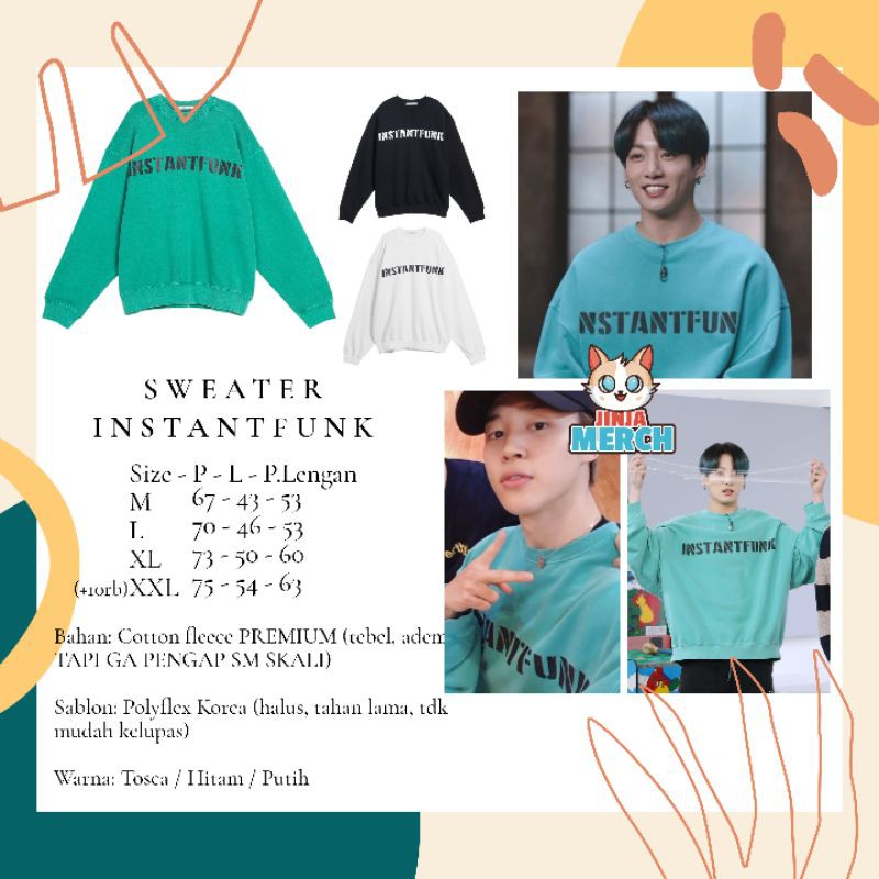 SWEATER INSTANTFUNK JK JUNGKOOK BTS REPLIKA UNOFFICIAL MIRIP 99%