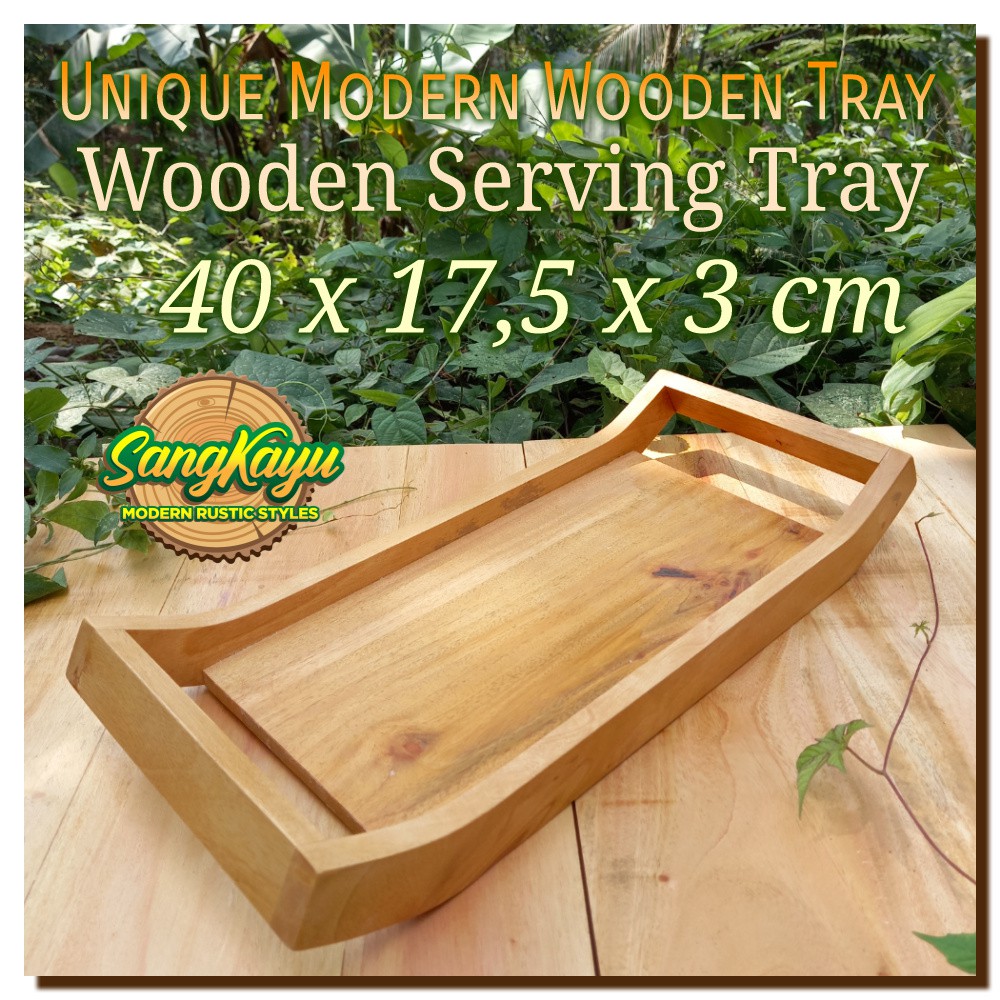 Nampan kayu +handle 40x17,5x3cm Wooden Tray nampan saji serving tray