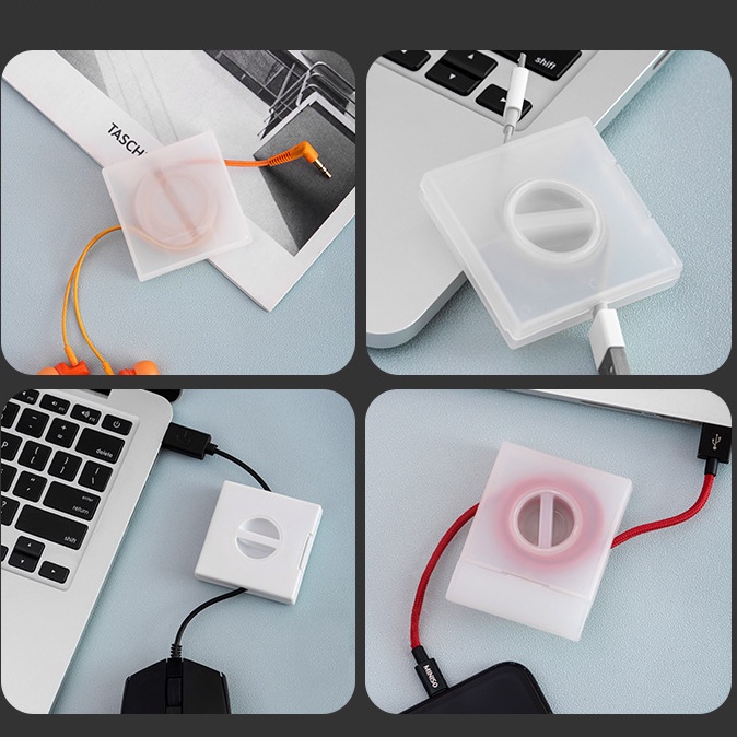 Transparent Desktop Cable Organizer Desk Cable Winder Phone Holder Wire Management Extendable Data Wire Storage Box