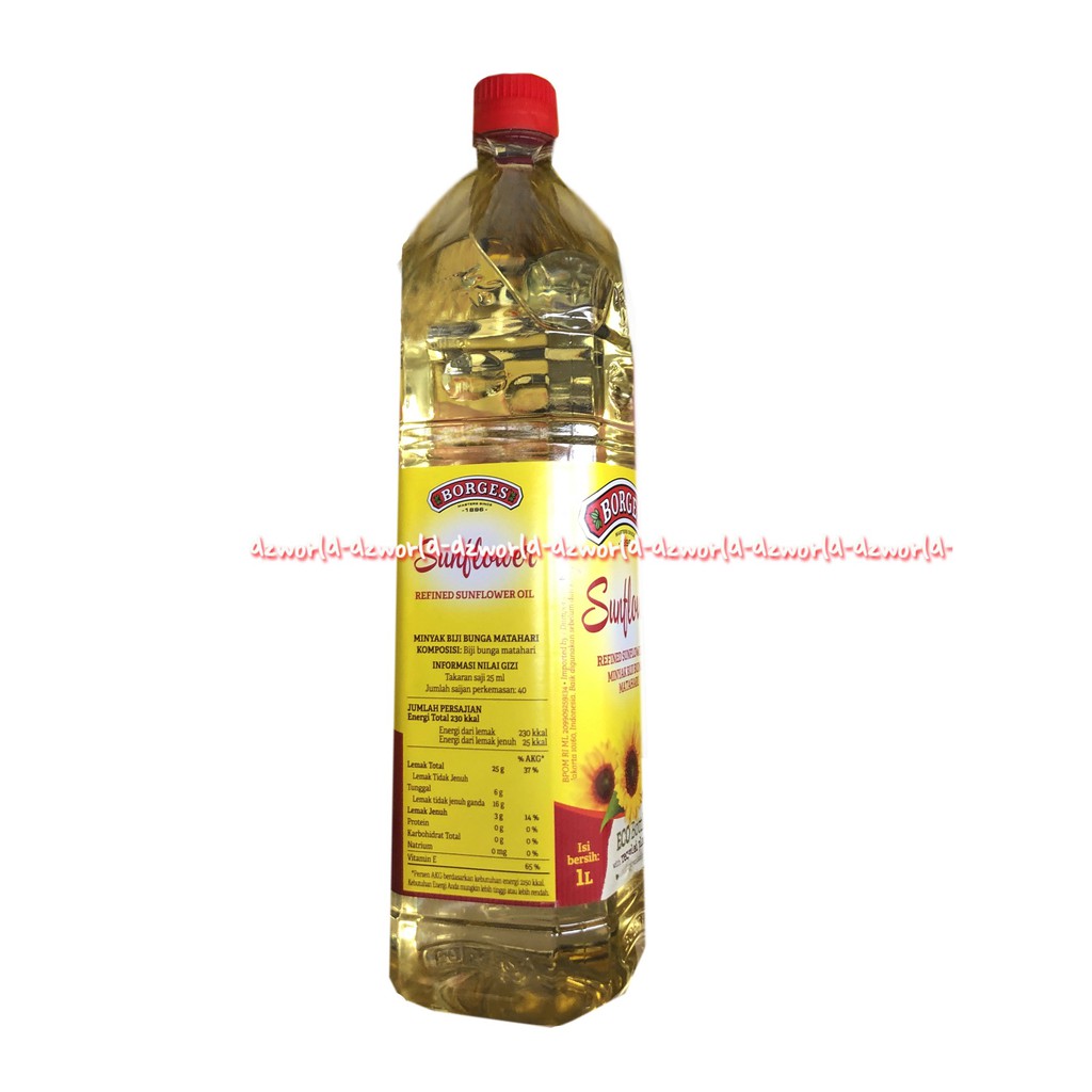 Borges Sunflower Oil 1L Minyak Goreng Biji Bunga Matahari Eco Bottle Bor Gess Sun Flower Cooking Oil Borgez Borgess 1 Litter