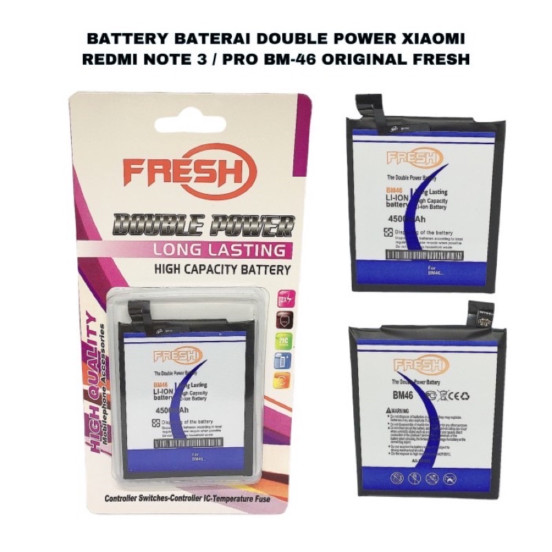 BATTERY DOUBLE POWER XIAOMI REDMI NOTE 3 / PRO BM-46 ORIGINAL FRESH
