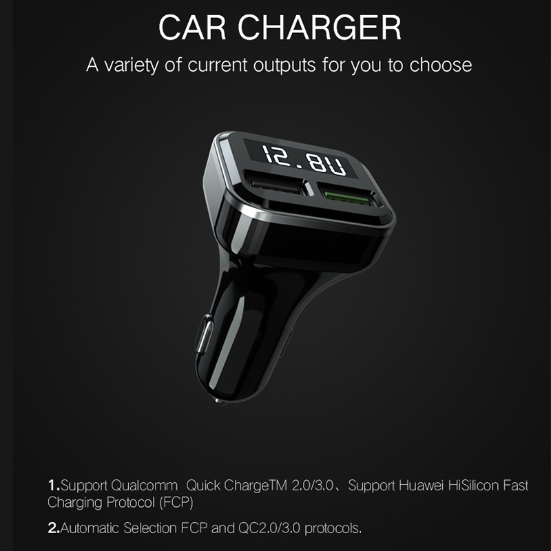 (100% BARANG ORI) YPAY Car Charger Smartphone 2 Port 3.1A QC3.0 LCD Display - KMD-KN315