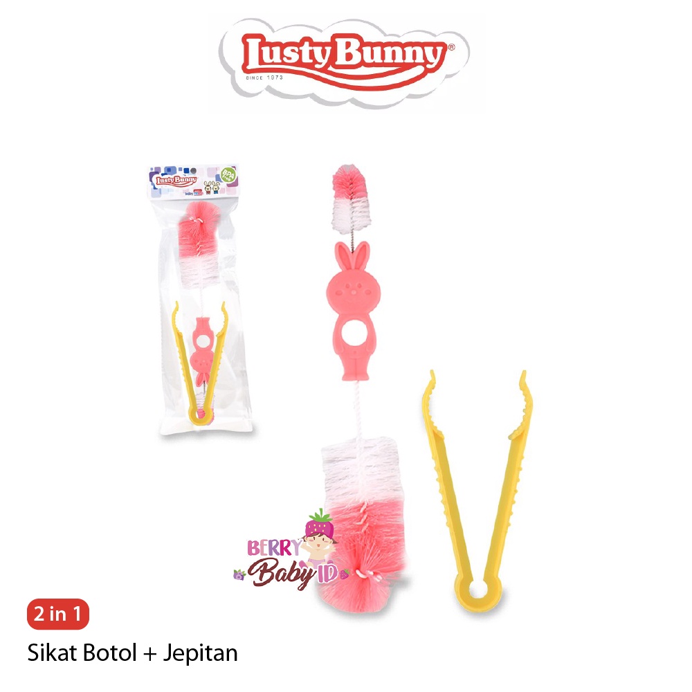 Lusty Bunny 2In1 Sikat Botol Dot + Jepitan Bottle Nipple Brush SK-1002 Berry Mart