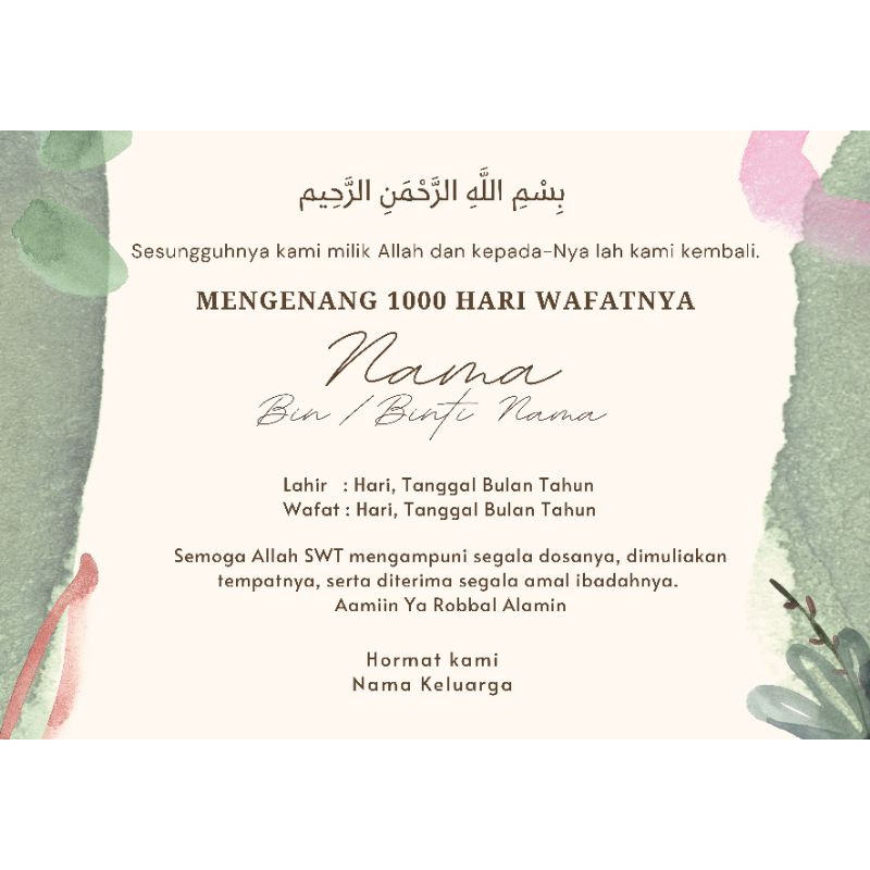 Stiker Mengenang 40/100/1000 hari Wafat, Tahlilan, Tasyakuran-M9
