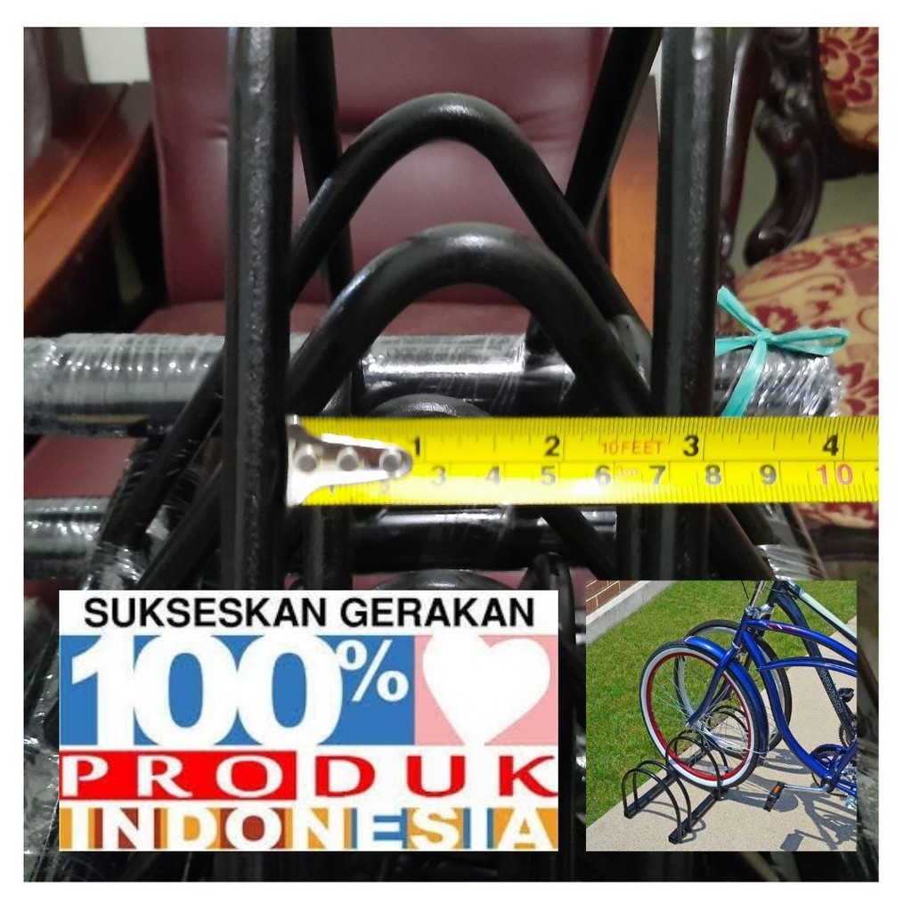 MTB 7cm Bike Stand Parkir 3 Sepeda Gunung Besi Bulat Paddock Standar 101105