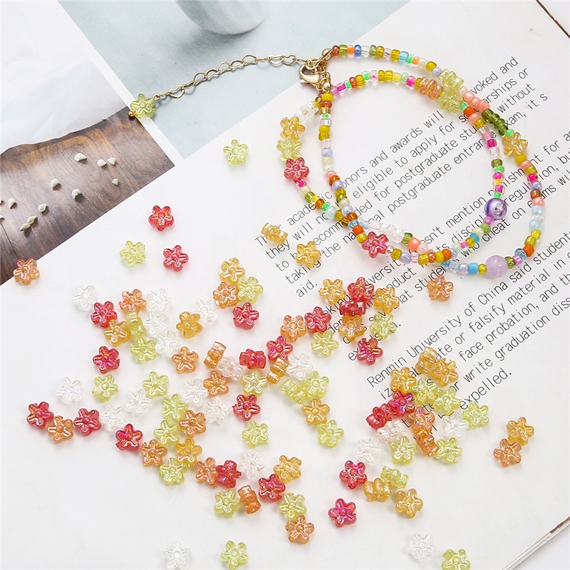 20 pcs/lot Multicolor AB Warna Flash Akrilik Manik-manik Kelopak Bunga Manik-manik Longgar untuk Wanita DIY Gelang Perhiasan Membuat Aksesoris