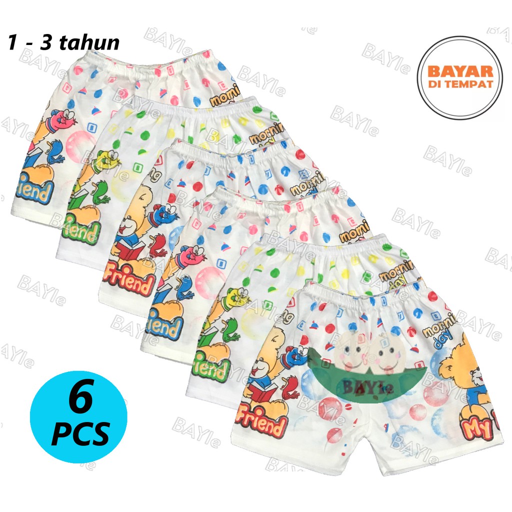 BAYIe - 6 Pcs Celana pendek Bayi / Anak GAIXIN umur 1 - 3 tahun/celana rumah/anak laki/perempuan