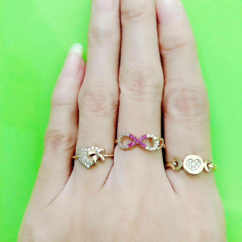 Cincin Love Pita, Infinity batu pink putih, Plat love kadar