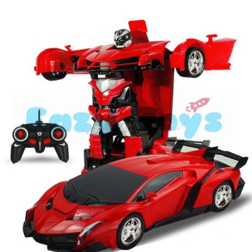 RC TRANSFORMER 1: 18 MOBIL REMOT JADI ROBOT BATERAI CHARGE dan CHARGER