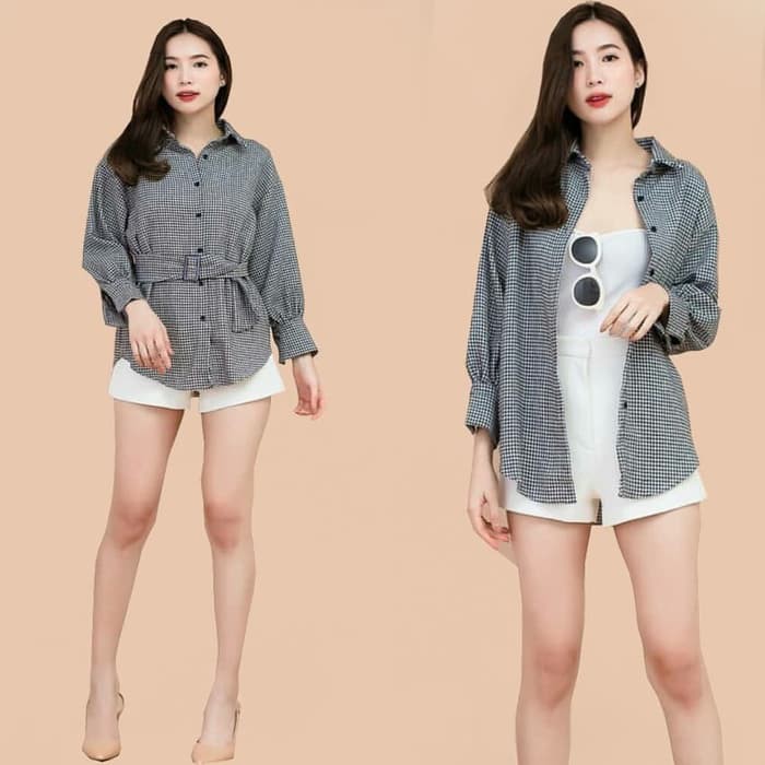 Kemeja wanita katun hitam