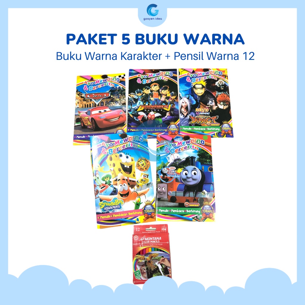 

Paket Hemat 5in1 Buku Mewarnai Anak Belajar dan Pensil Warna