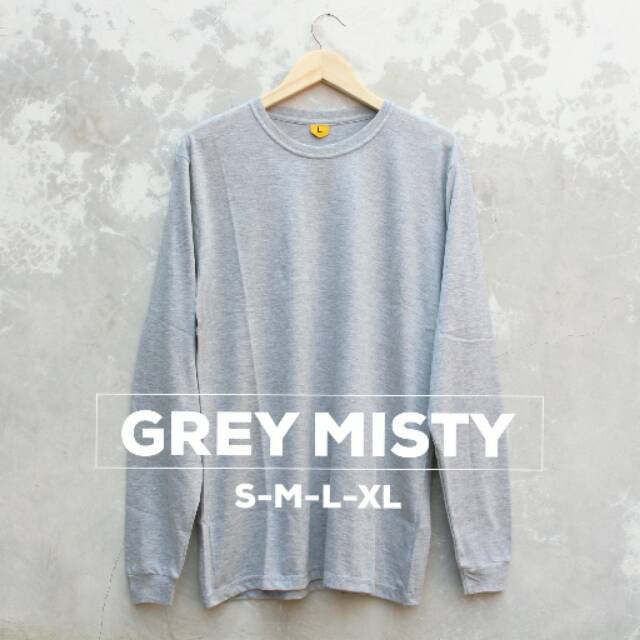 BAJU KAOS POLOS GREY MISTY LENGAN PANJANG COTTON COMBED 