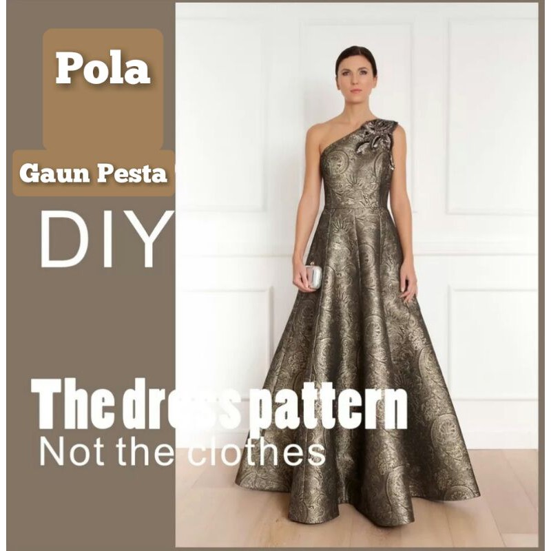 Pola Instan Dress Pesta Pola Jiplak Gaun Pesta Wanita (Jual Pola Bukan Baju)