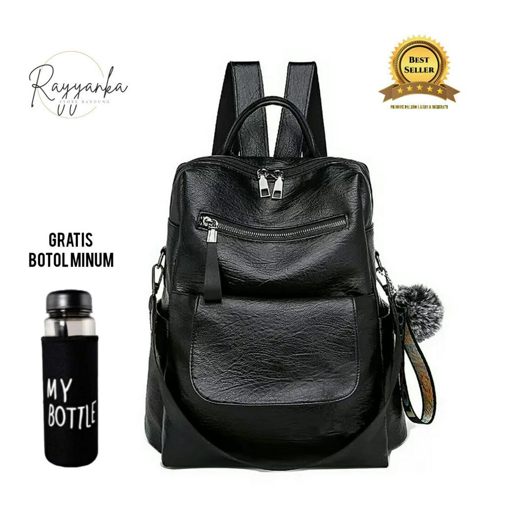 Tas Ransel Wanita Terlaris Model Hf334 Bahan Kulit Sintetis Free Botol Minum Untuk Kuliah