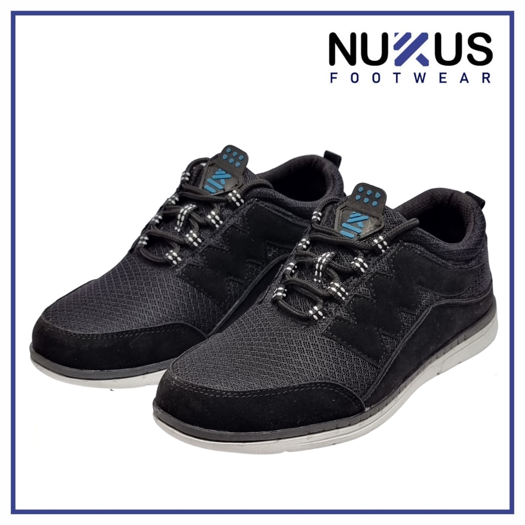 Nukus Sepatu Kets Running Pria Hitam dan Hitam Putih - NKTM 01 GB