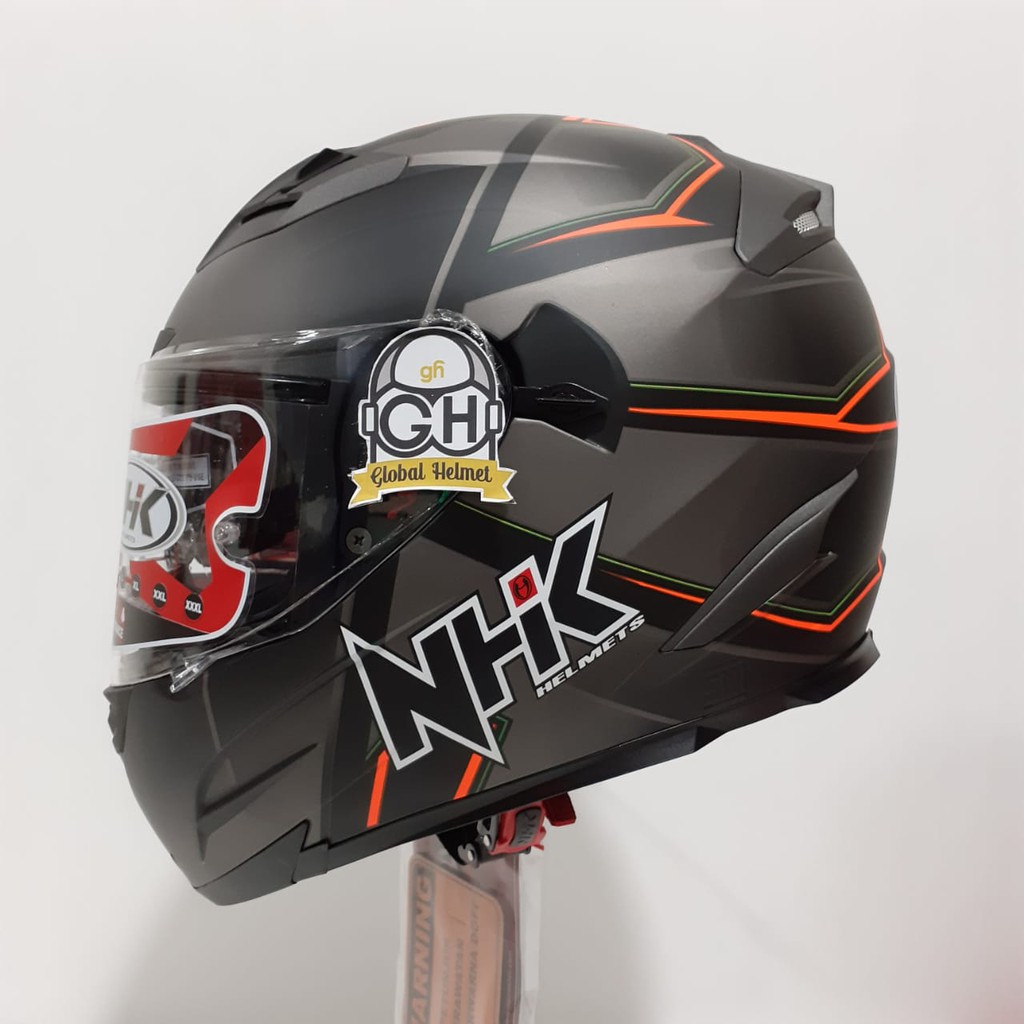 HELM FULL FACE NHK RX9 RX-9 MOTIF HAWK BLACK DOFF ORANGE RX NINE