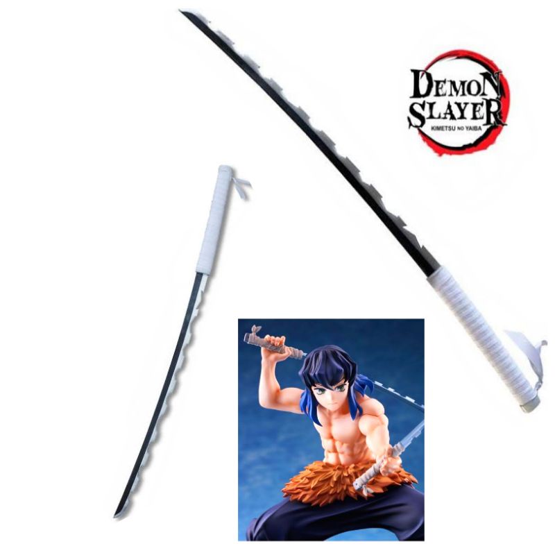 Katana kayu inosuke hashibira Demon Slayer Kimetsu no yaiba mainan kayu