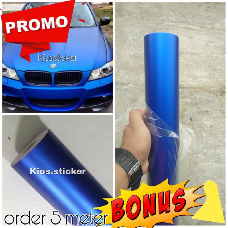 STIKER SKOTLET BIRU CHROME DOFF STICKER MOBIL BIRU SATIN