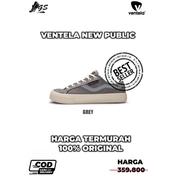 Ventela New Public Grey Original 100% Sepatu Ventela Sepatu milenial